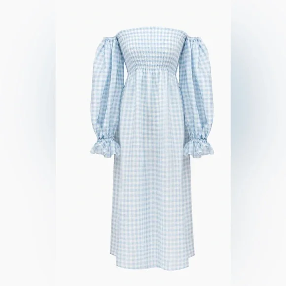 SLEEPER Atlanta Linen Dress  Blue Vichy - Picture 4 of 7